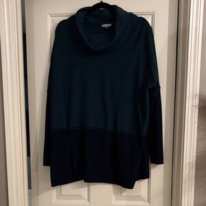 Smartwool Women's Cowl Neck Sweater dress - Navy and Teal